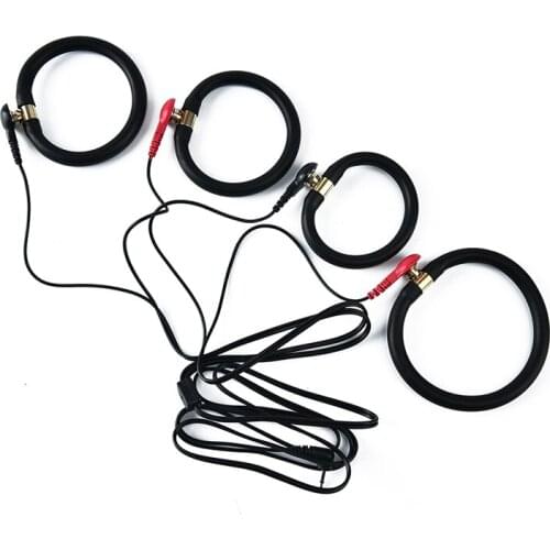4PCS Electric Shock Therapy Penis Ring Medical Treatment Electric Sex Kit Accessories Male Cock Stimulator Sex Toys For Men