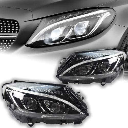AKD Car Styling Head Lamp for W205 Headlights 2014-2017 C300 C260 New All LED Headlight LED DRL Hid Bi Xenon Auto Accessories