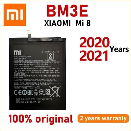 Xiao Mi Original 3400mAh BM3E Phone Battery for Xiaomi Mi 8 Mi8 M8 Replacement Battery High Quality Phone Batteries