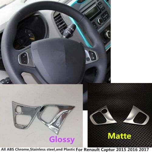Car Detector Stick Styling Cover ABS Chrome Steering Wheel Interior Kit Trim Lamp Frame For Renault Captur 2015 2016 2017 2018