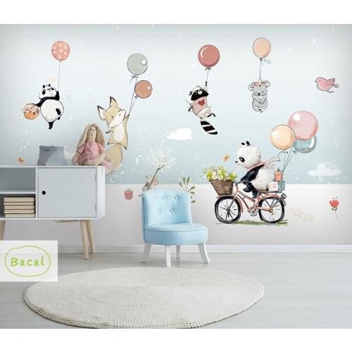 Bacal Custom Panda photo wallpaper 3D Cartoon balloon Murals Wallpaper for living room Baby Child Room Wall papers home Decor 5d