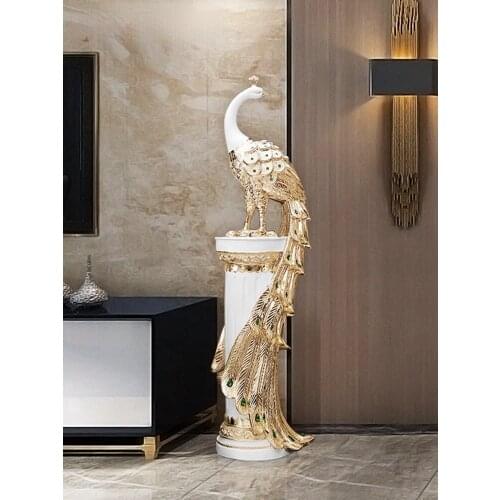 TT Peacock Large Floor Ornaments Light Luxury European Style Living Room TV Cabinet Creative Home New House Decoration