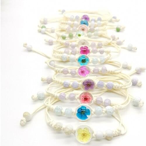 Crystal Flower Bracelet Glass Ball Handmade for Women Bangles Boho Jewelry Beads Bohemian Fashion Gift Luxury Lover Style Colour