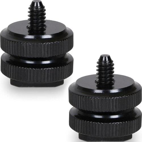 1/4" Dual Nuts Tripod Mount Screw Black To Flash Hot Shoe Adapter Stand Holder For Camera Studio Accessories