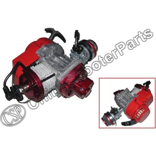 Racing 49CC Engine Alu Pull Start 15MM Carburetor CNC Cylinder head Mini Moto Pocket ATV Quad Buggy Dirt Pit Bike Red