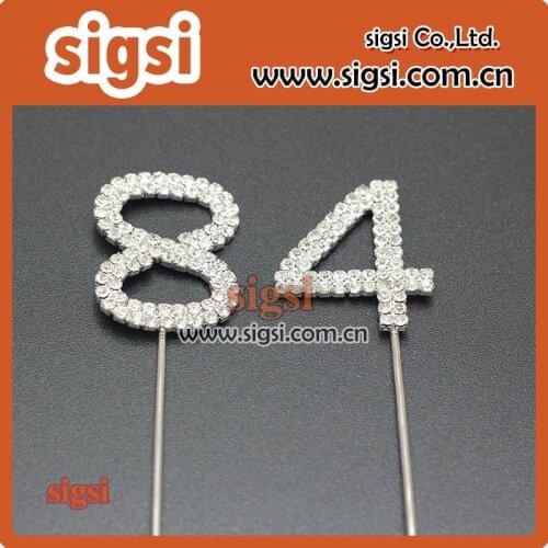 Bulk crystal wedding and birthday decorative Rhinestone Cake Topper