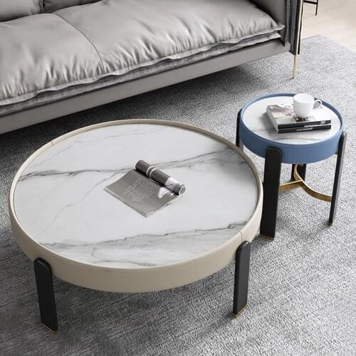 Italian luxury rockboard combination coffee table modern round coffee table living room household coffee table side a few