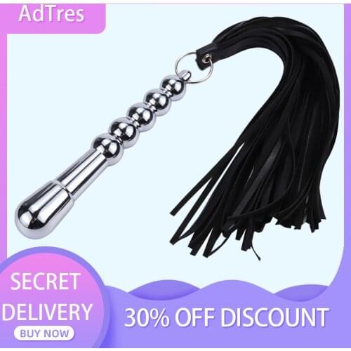 Spanking PU Leather Bondage Whip with Metal Sword Handle Lash Fetish Flogger Horse Adult BDSM Slave Sex Toys for Couples Women