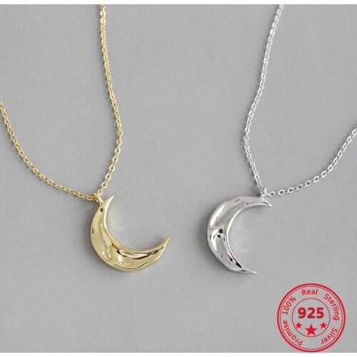Korean Version Of Pure 925 Sterling Silver Necklace Moon Pendant INS Minimalist Style Fashion Trend Clavicle Chain Female Models