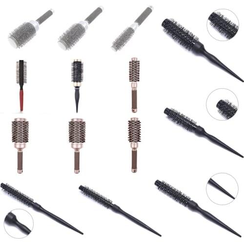 8 Size Round Barrel Hair Comb Drying Curling Barber Accessories DIY Home Iron Hair Brush Anti-static High Temperature Resistant