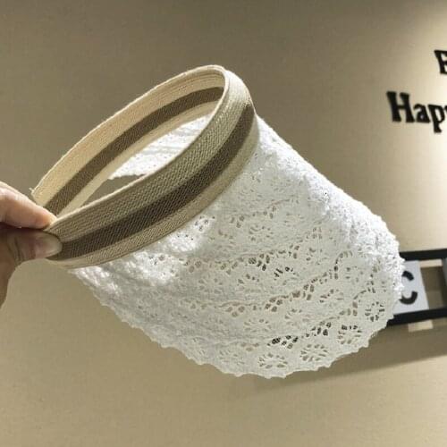 Summer Empty Top Sunshaade Foldable Portable Roll Up Beach Hat Wide Brim Sun Cap Leisure Lace Straw Hat Sun Hat WomenS