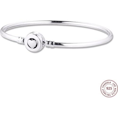 Loving Heart Charm Bracelets Argent 925 Sterling Silver Bangles Bracelets for Women DIY Jewelry Accessories Bijoux