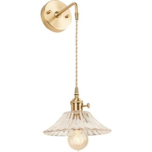 Loft Style Copper Wall Sconce Edison Glass Lampshade Bedside Wall Lamp Vintage LED Wall Light For Home Lighting Lamparas