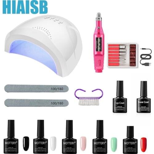 5 Colors UV Gel Kits With Nail Dryer Tools Manicure Drill Set Toughened Seal Top&Base coat Nails Polish Led UV Lamp 48W