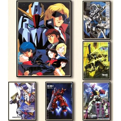50 Designs Anime Gundam Whitepaper Poster Painting Wall Sticker for Coffee House Bar A3 42X30CM 1