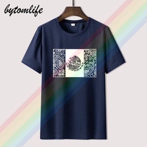 2018 New Fashion Men T-shirt Mexican Flag T-shirt Bandana Aztec Mexico Eagle Chicano Maya Art 13 Cholo T-shirt Casual Tee