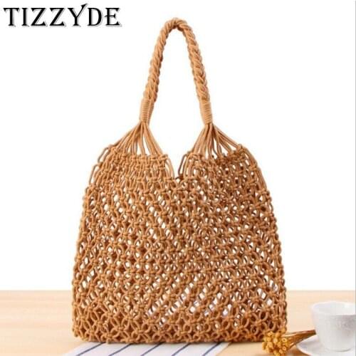 New Fshion Mesh Straw Hollow-Out Fashion Handbag Net Shoulder Bag Hand-Woven Beach Bag Women Bag wx86-C