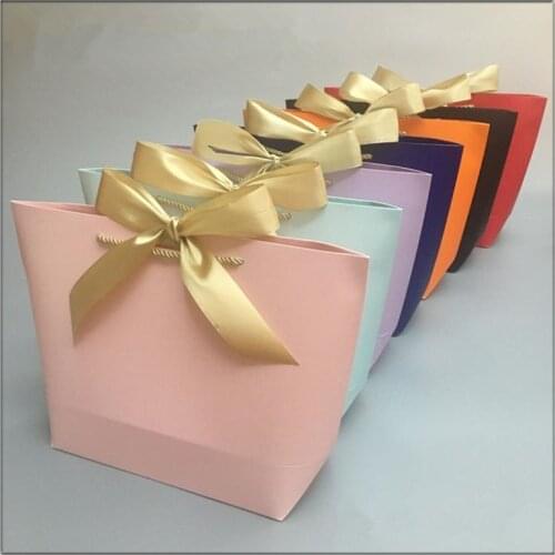 Gift Bag Gold Present Box For Clothes Books Packaging Gold Handle Paper Box Bags Kraft Paper Gift Bag With Handles Dec