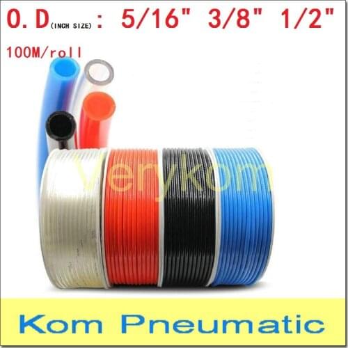 100m/roll PU Tube 5/16" 3/8" 1/2" Pneumatic Air Hose Plastic Flexible Pipe Polyurethane Tubing Piping 1/2 3/8 5/16 Inch Size