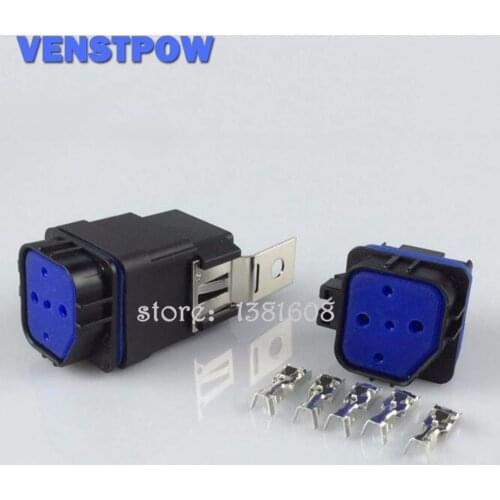 1PC 40A 12V 5 Pins Full Waterproof DIY Car Truck Relay Iron Backrest + Waterproof Socket without wire