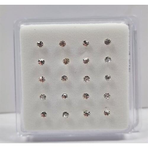 3mm clear crystal nose stud 925 Sterling Silver nose pin nariz Piercing jewelry 20pcs/pack