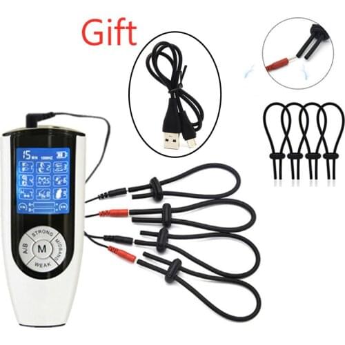 Electric Shock Silicone Penis Ring Electro Stimulation Cock Ring Penis Extender Medical Therapy Massager Sex Toys For Men
