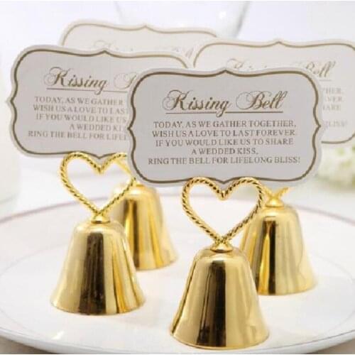 Wedding Table Decoration Favors Beautiful Kissing Bell" Bell Place Card Holder Photo Holder LX6195