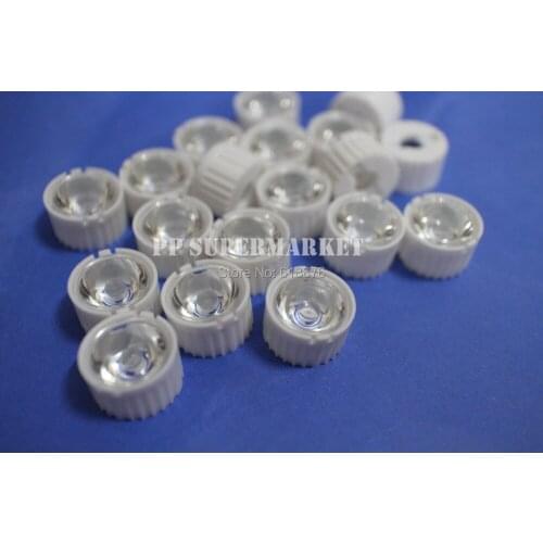 Free shipping 100pcs 30degree 45degree 60 degree 90 degree led Lens for 1W 3W 5W Hight Power LED with 20mm White holder