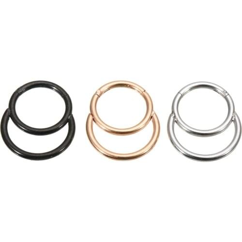 Shellhard Unisex Double Hoop Round Hinged Nose Ring Stud Body Piercing Jewelry Charm Surgical Steel Lip Ear Tragus
