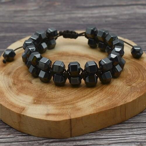 Vintage Cool Boyfriend Bracelet Handmade Black Hematite Stone Bracelet Trendy Magnetic Therapy Jewelry for Men/him Gift