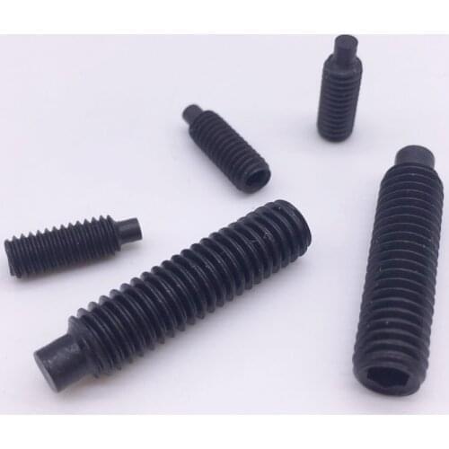 Wkooa M8 Grub Screws Hex Socket Set Screws With DOG Point Alloy Steel Grade 12.9 Black