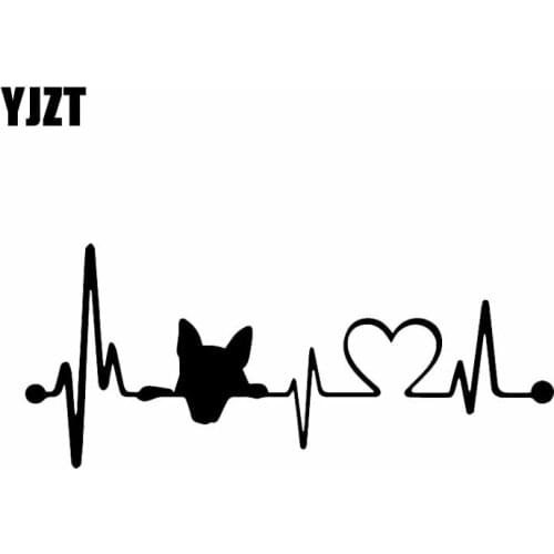 YJZT 17.8X7.6CM Dog Heartbeat Lifeline Monitor Decal Vinyl Car Sticker Funny Decor Black/Silver C24-1474