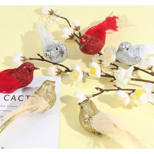 Feathered Glitter Bird Tree Clip On Diy Home Ornament Party Decorations
