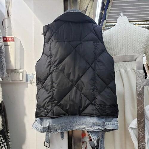Women Sleeveless Vest Jacket 2021 Winter Thicken Patchwork Denim Waistcoat Fashion Lapel Belt Zipper Slim Fit Warm Casual Vests