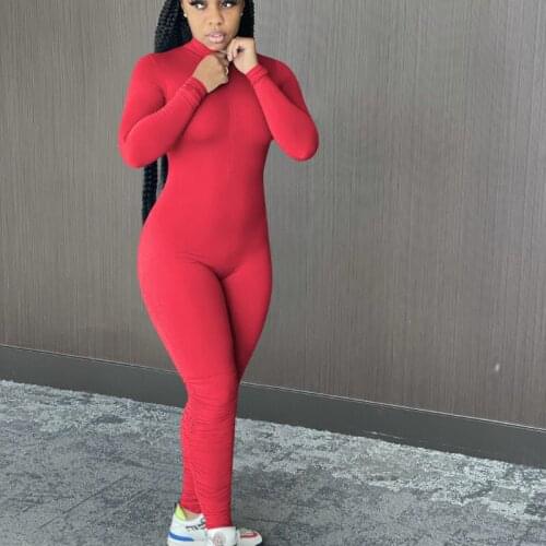 Women Elegant Solid Jumpsuit Zipper V Neck Slim Pleated Fashion Female Clothing Slim Casual Evening Outfit Sexy New Jumpsuits