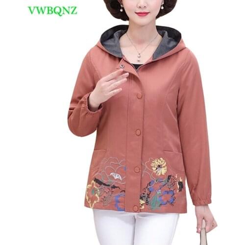 Spring Short Printing Windbreaker coat Women Loose Plus size Trench coats Womens Fashion High quality Hooded Overcoats 5XL A203