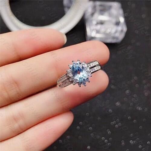 Ladies Fashion Natural Topaz 925 Silver Ring Changeable and Colorful Jewelry Birthday Gift