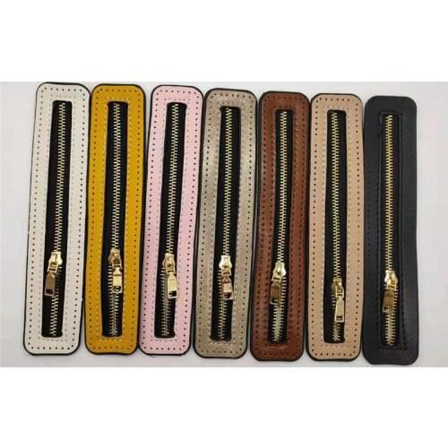 1PC Custom DIY Woven Bag Hardware PU Leather Accessories Woven Bag Zipper Accessory Sewing Zip Garment Jeans Tools Zipper