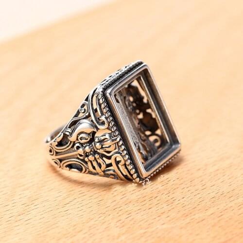 14*18mm 925 STERLING SILVER mens Semi Mount Bases Blanks base blank Pad VINTAGE rings ring Setting set jewelry gift diy A2058