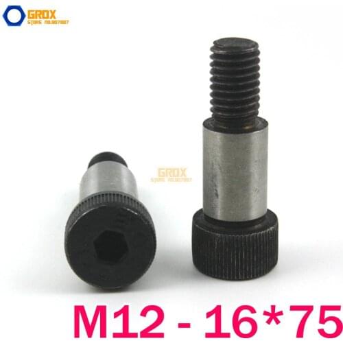 2 Pieces M12 Threaded 16*75mm 12.9 Grade Alloy Steel Hexagon Socket Head Shoulder Screw Bolt