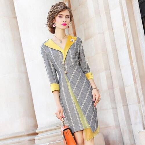 2019 new hot Asymmetric sexy luxury dress Women ladies high fashion Party Dress Plus Size Vintage long sleeve V-Neck xxl dresses
