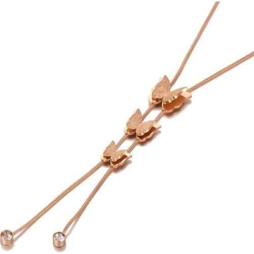 3Pcs Butterfly Charm Pendant Necklaces For Women Girls Trendy Titanium Steel Bohemia CZ Crystal Animal Necklace N20158