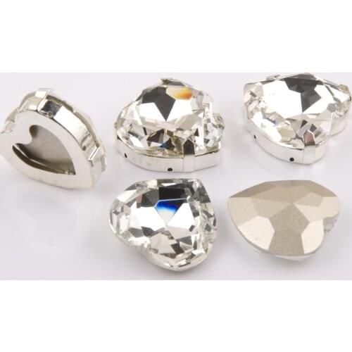 4827 Heart Sparkly Crystal K9 Crystal Pointback With Studs for Rhinestones Strass Crystal Claws Setting Stones For Clothing