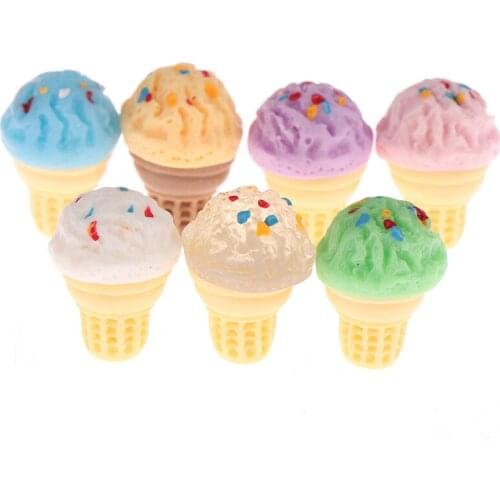 5pcs Dollhouse Miniature Cute Resin Candy Sugar Ice Cream Pretend Play Toys Kitchen Decoration Toys