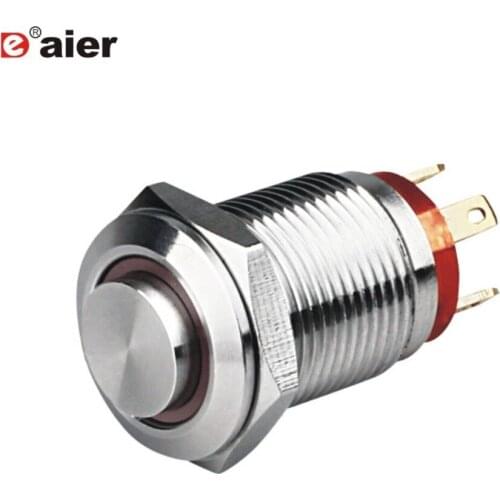 50PCS GQ12H-10EM 12mm SPST high button momentary ring illuminated 4PINS push button switch