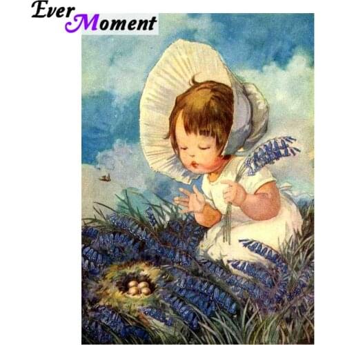 5d diy diamond painting little girl diamond embroidery 3d wall painting portrait angel mosaic kit needlework square stone ASF753