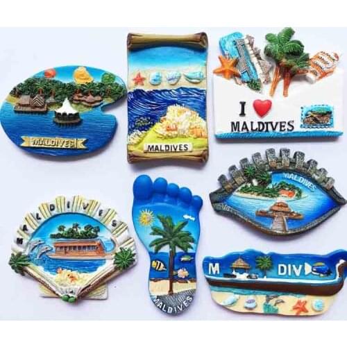 7pcs Maldives Sea Island original three-dimensional scenery Tourist Souvenir Fridge Magnet