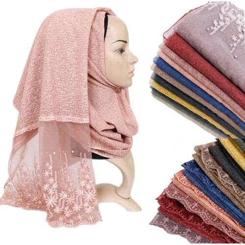 80*200cm women lace scarf elegant foulard femme musulman islamic long shawls and wraps arab headscarf clothing