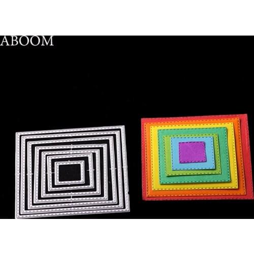 ABOOM 7PCS/set Square Design Cutting Die Stencil Scrapbooking Album Decoration Craft Dies Cutting Embossing Template Folder Suit