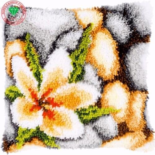 Flower Needlework Pillowcase cushion Craft Diy pillowcase embroidery Patchwork Yarn carpet embroidery Stitch Thread embroidery